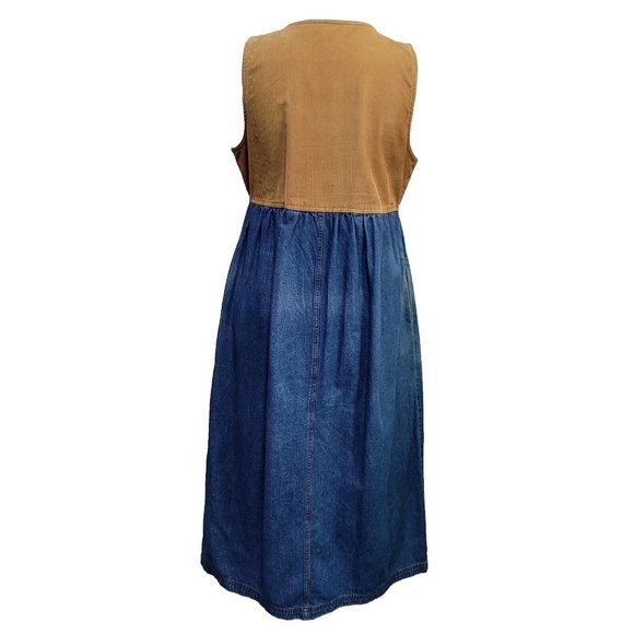 Vintage 90s D.P.S Womens M Tan Corduroy Denim Jumper Tank Shirt‎ Dress - Picture 9 of 13